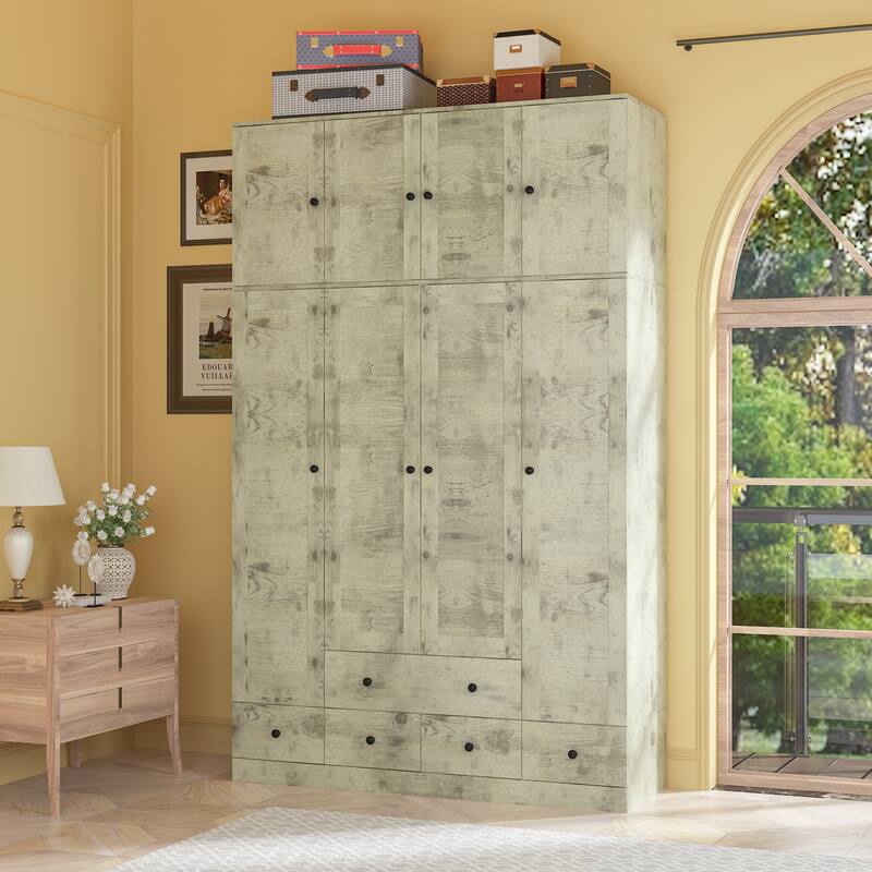 Contemporary Modern Freestanding Wardrobe Armoire Closet, 70", White